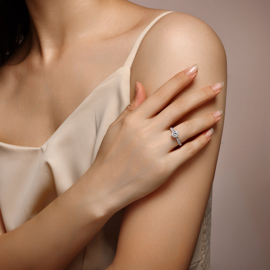 💍 1-Carat Morganite Minimalist Ring – Platinum-Plated S925 Silver (2.5g, Sizes 5–9) 💍