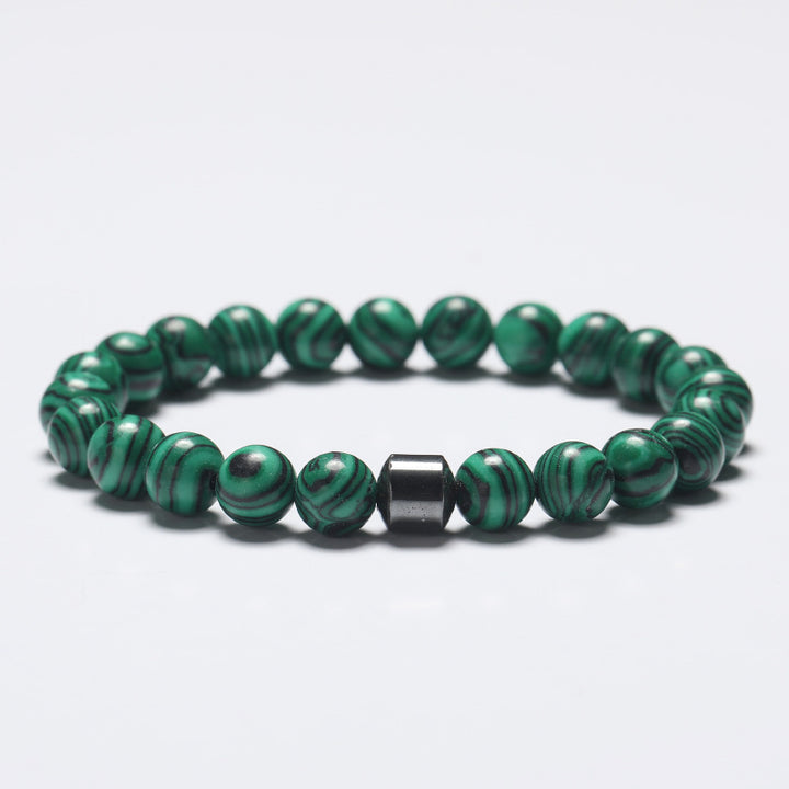 Natural Stone 8mm Couple Bracelet – Turquoise, Tiger Eye & Malachite Mix