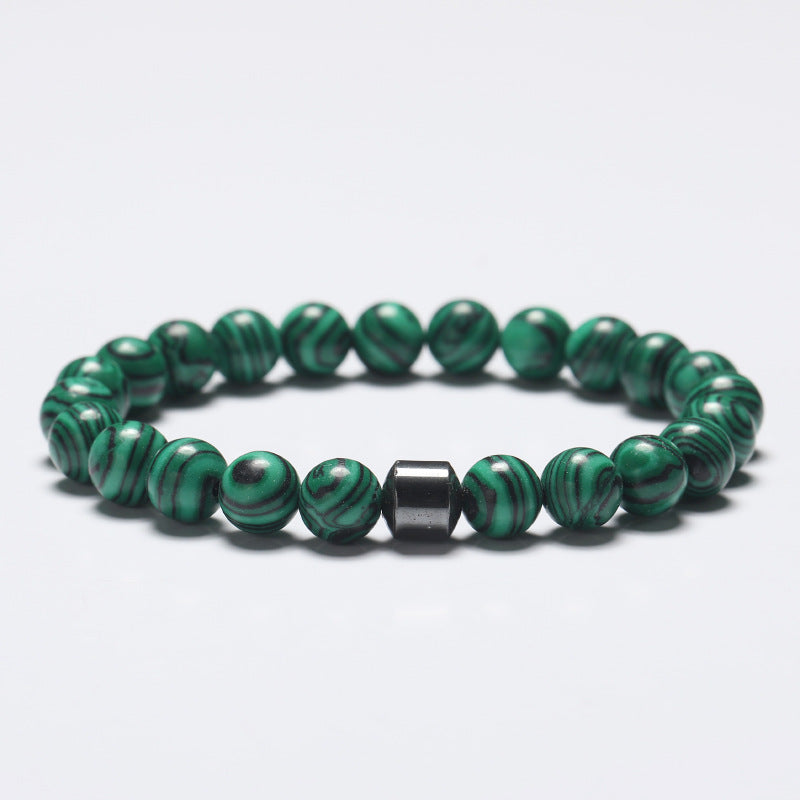 Natural Stone 8mm Couple Bracelet – Turquoise, Tiger Eye & Malachite Mix