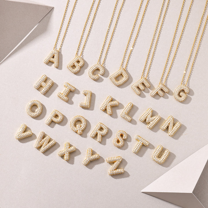 💎 Bubble Letter “S” Pendant Necklace – Gold-Plated S925 Silver with Top-quality Moissanite (5.8g) 💎