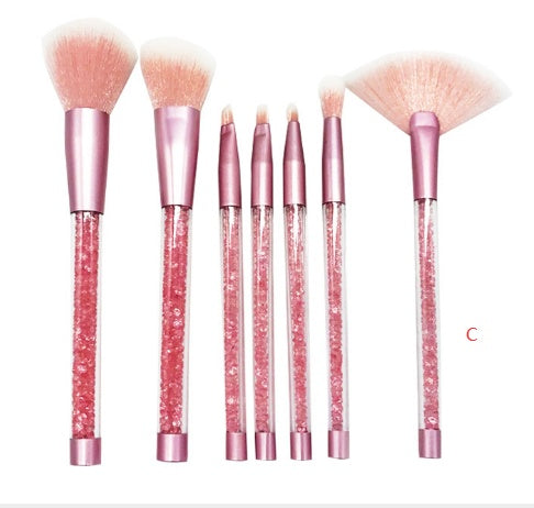 ✨ Maiden 7-Piece Makeup Brush Set — Diamond Series (Blue Hair & Pink Crystal Handle) 💎💄