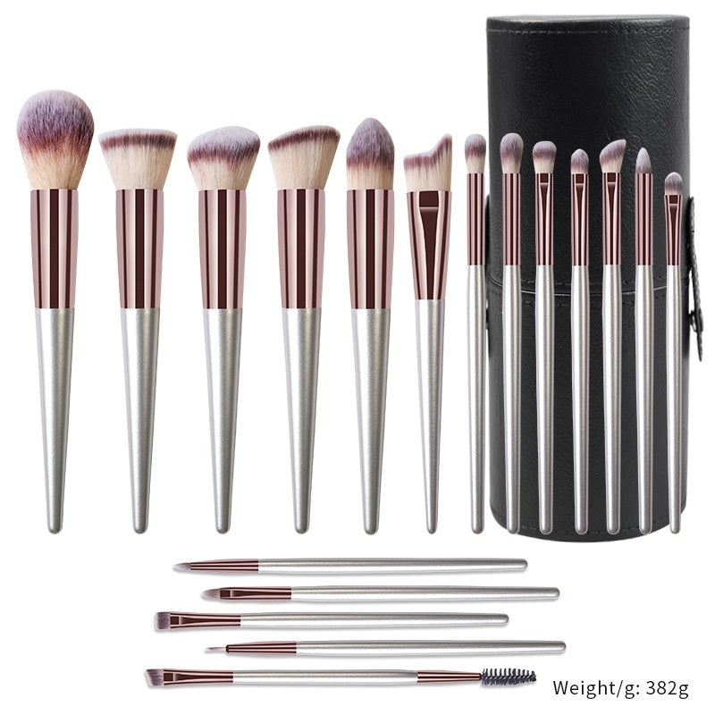 ✨ 18-Piece Champagne Makeup Brush Set — Solid Wood Handle Beauty Tools 💄🥂