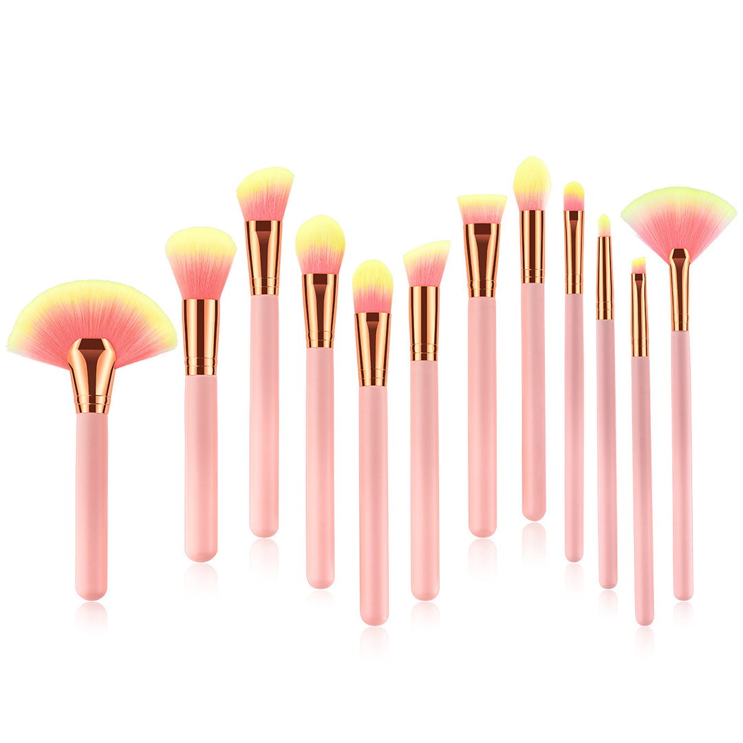 ✨ 12-Piece Beauty Makeup Brush Set — Pink Wooden Handle Tools 💄💗