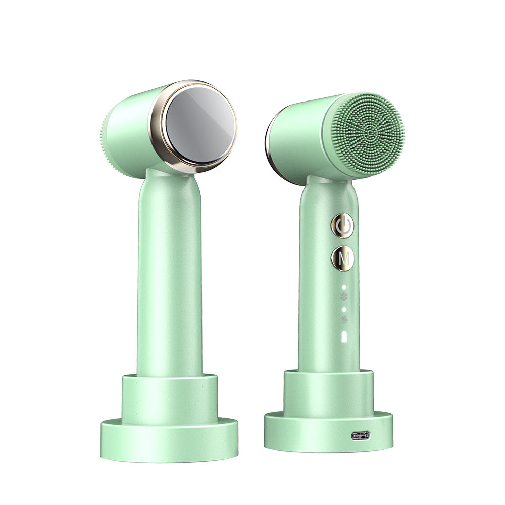 💖🌀 6-in-1 Electric Facial Cleansing Brush | Hot & Cold Compress Display Device