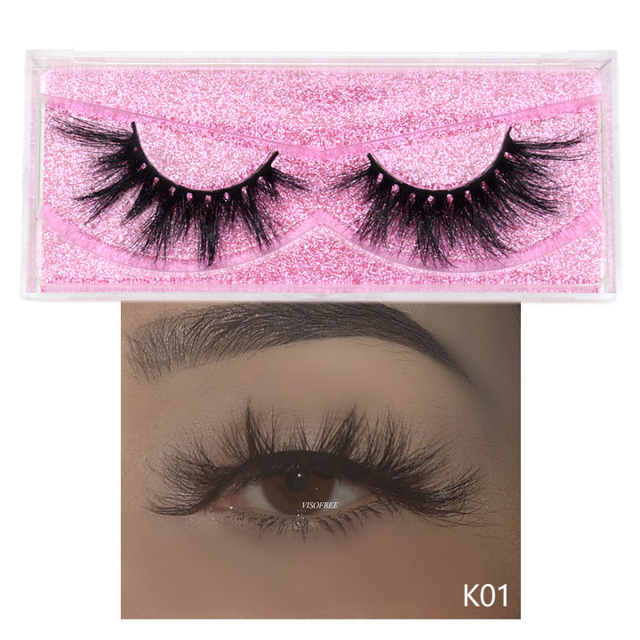 👁️✨ 3D False Eyelashes – Reusable Glam Lash Set with Pink Glitter Box