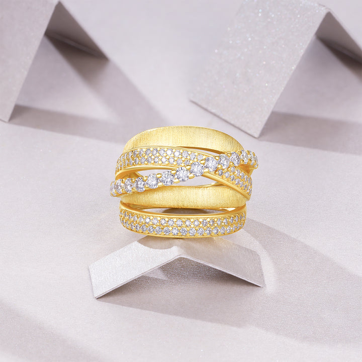 💍 Engraved Moissanite Ring – Gold-Plated S925 Silver Minimalist Luxury (Sizes 5–9) 💍