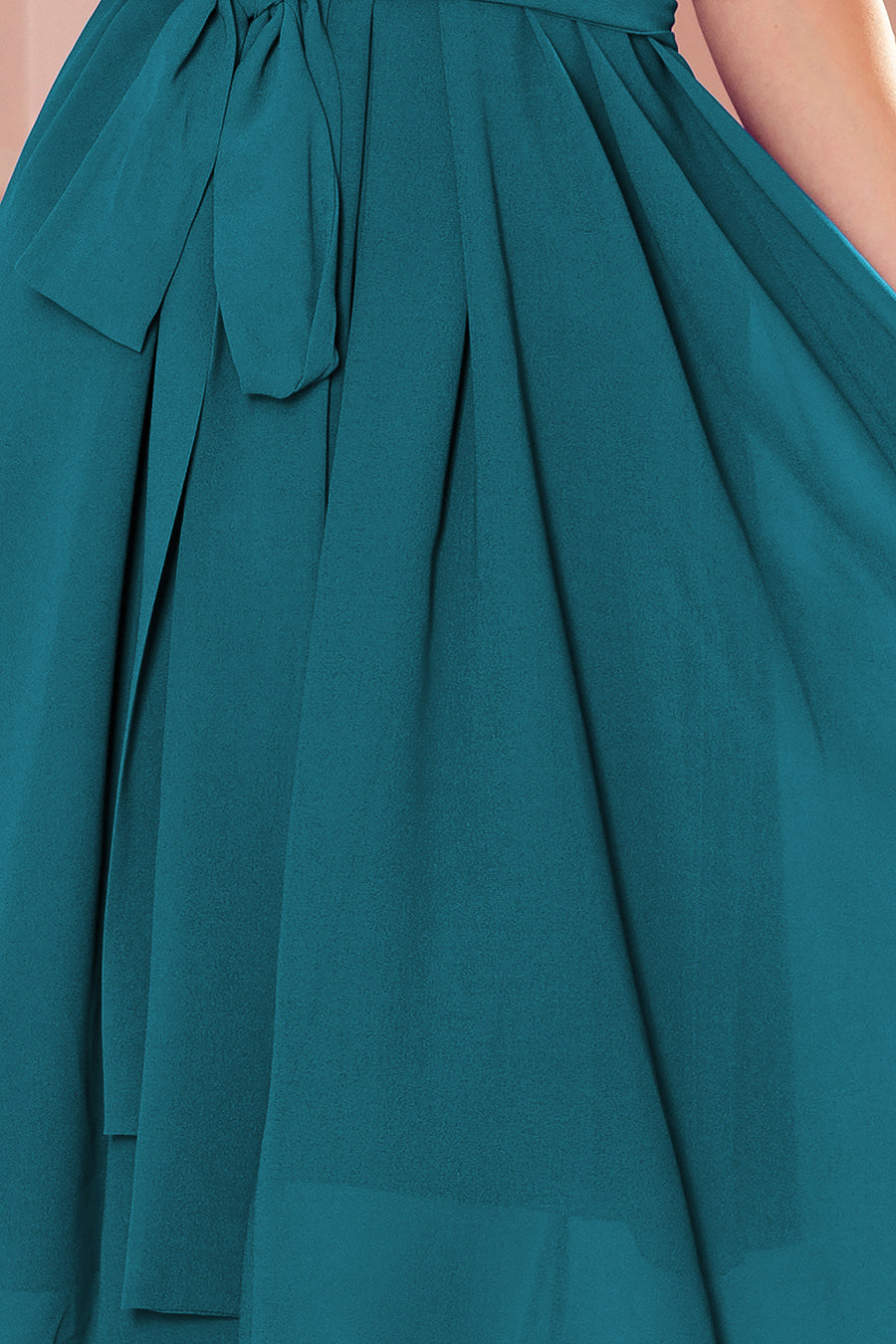 Chiffon dress with a binding - sea color