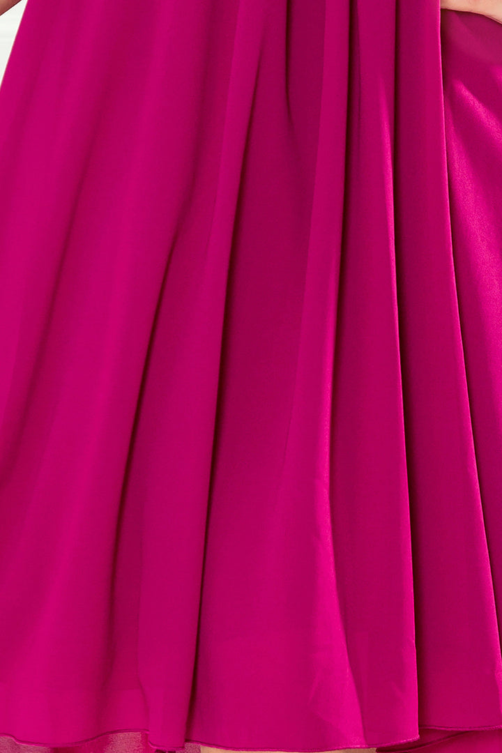 Chiffon dress with a binding - color fuchsia