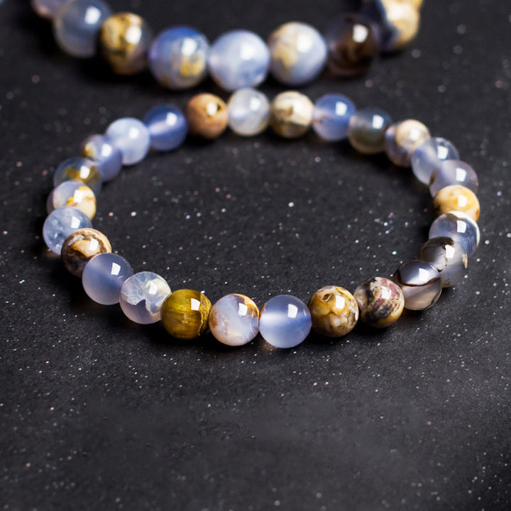 Natural Blue Agate Crystal Bracelet – Single Circle