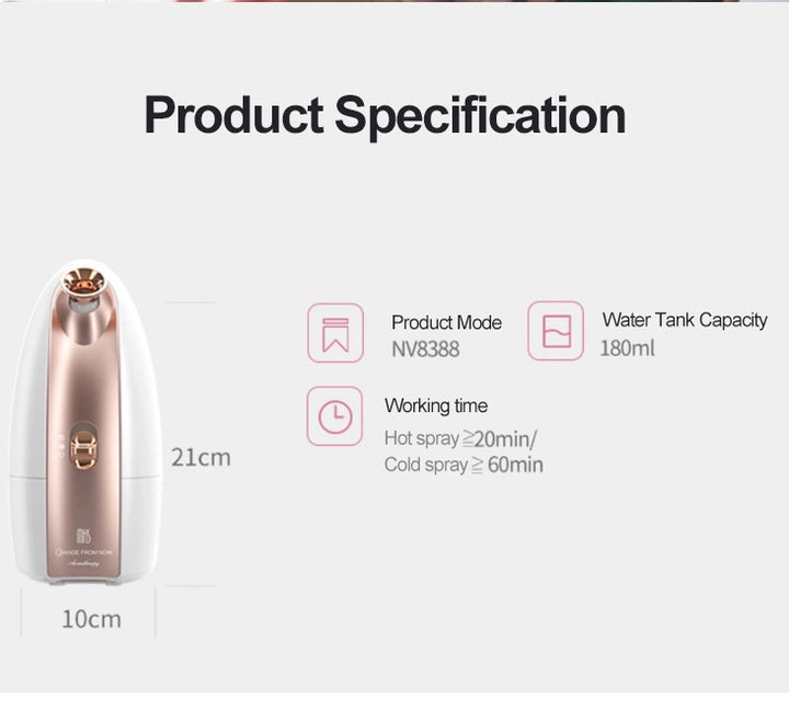 💨❄️ Cold & Hot Nano Spray Moisturizing Face Steamer | Dual Mode Facial Beauty Device