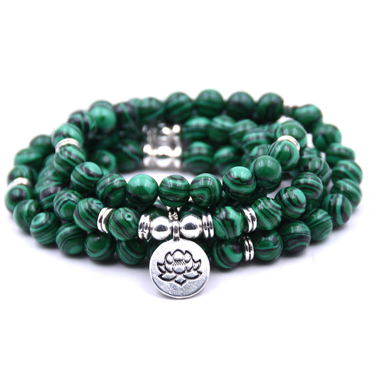 Silver Lotus Pendant Buddha Bead Bracelet – Spiritual Yoga Jewelry