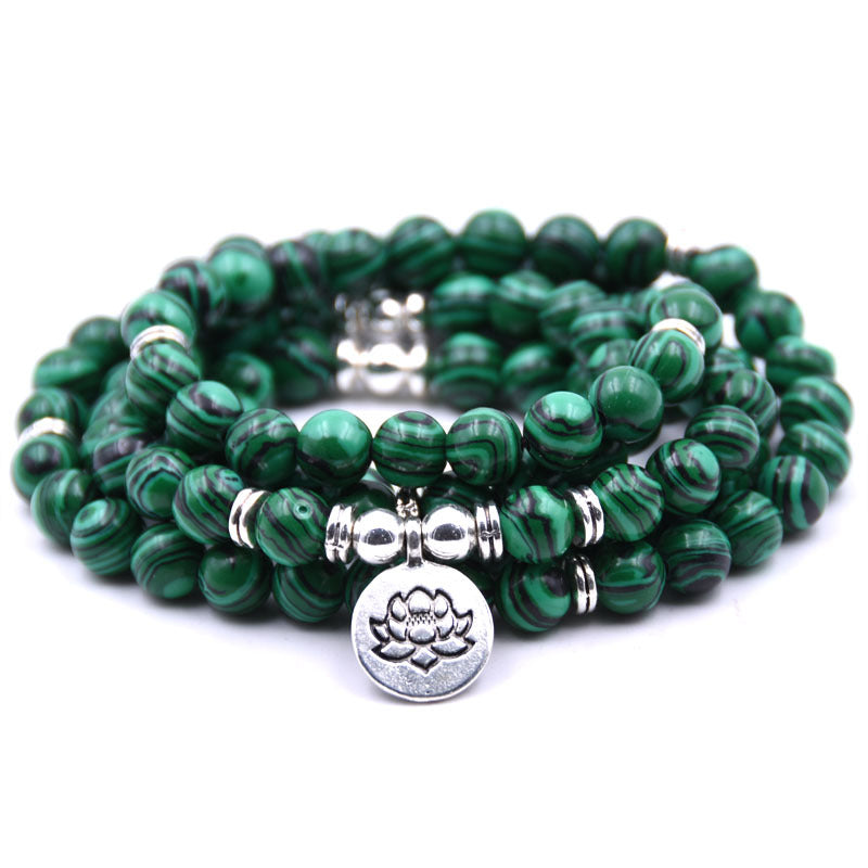Silver Lotus Pendant Buddha Bead Bracelet – Spiritual Yoga Jewelry