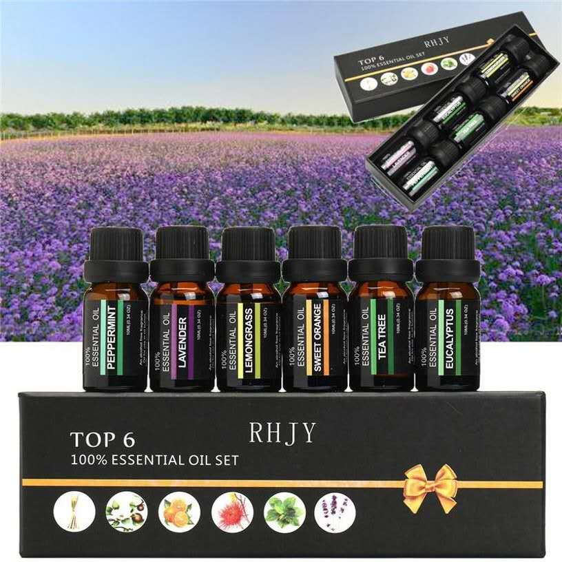✨ Aromatherapy Essential Oil Set — 6 × 10ml Massage & Diffuser Oils 🌿💧