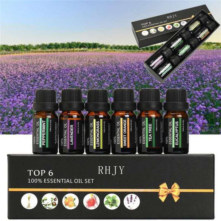 ✨ Aromatherapy Essential Oil Set — 6 × 10ml Massage & Diffuser Oils 🌿💧
