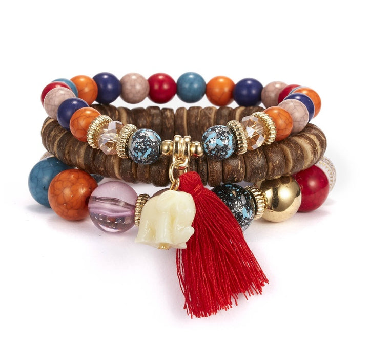 Ethnic Style Tassel Bracelet – Mixed Material Design