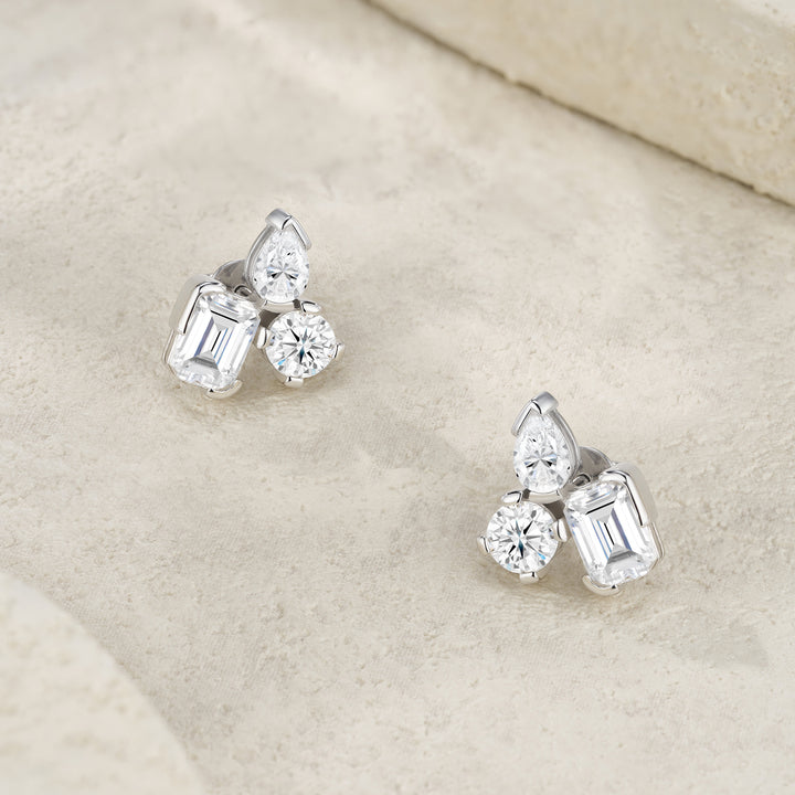 Luxury Minimalist Octagonal Moissanite Earrings – Platinum-Plated S925 Silver