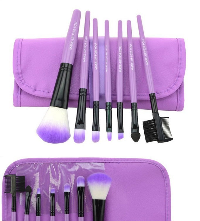 ✨ 7-Piece Makeup Brush Set with Bag — Portable Beauty Tools 💄