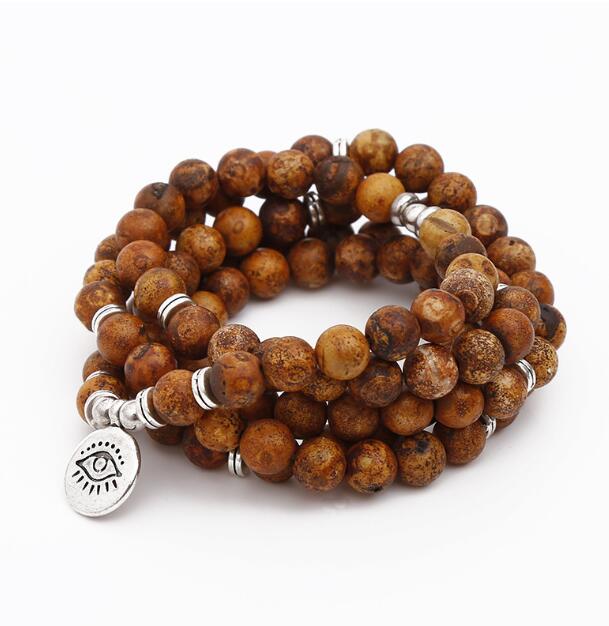 Silver Lotus Pendant Buddha Bead Bracelet – Spiritual Yoga Jewelry