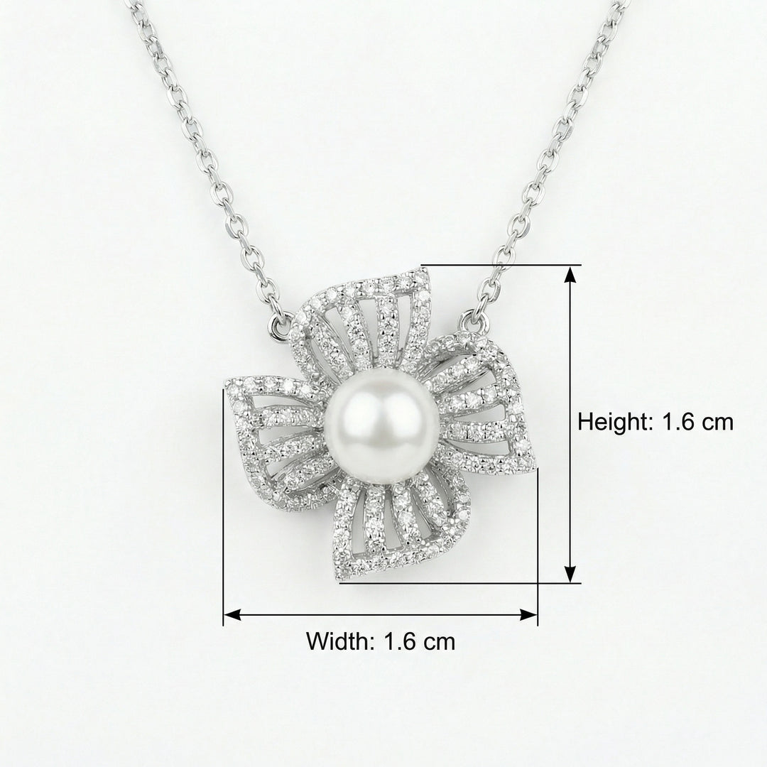 ✨ 925 Sterling Silver Pearl Flower Necklace