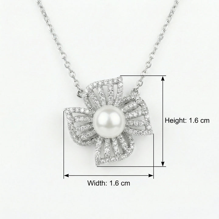 ✨ 925 Sterling Silver Pearl Flower Necklace