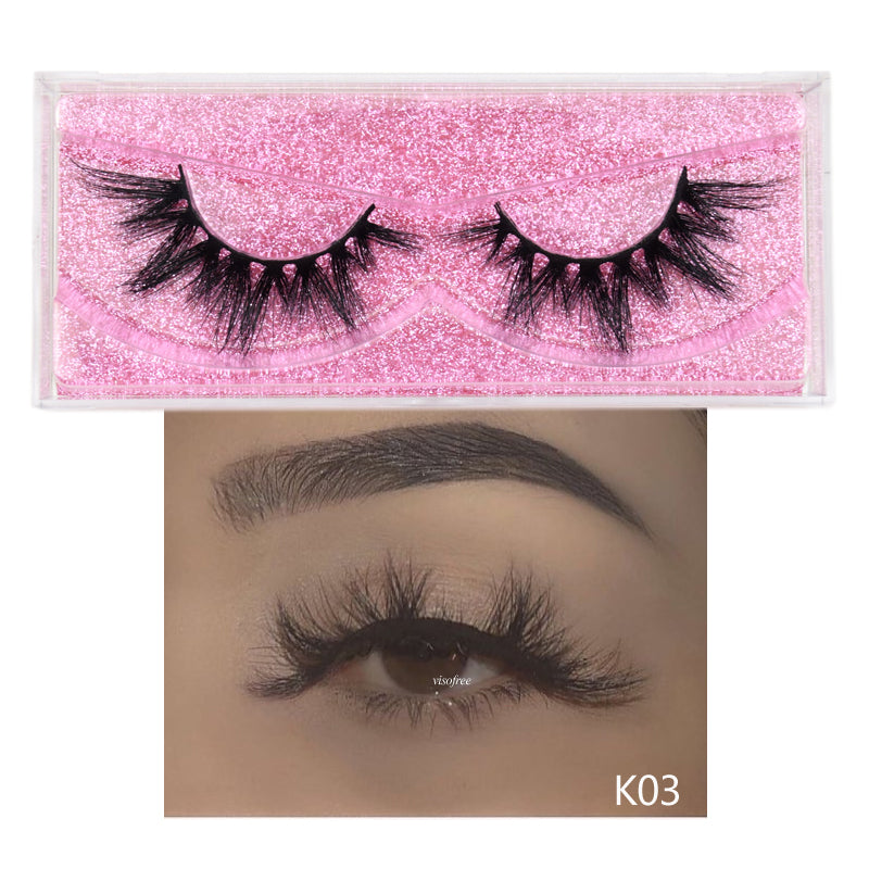 👁️✨ 3D False Eyelashes – Reusable Glam Lash Set with Pink Glitter Box