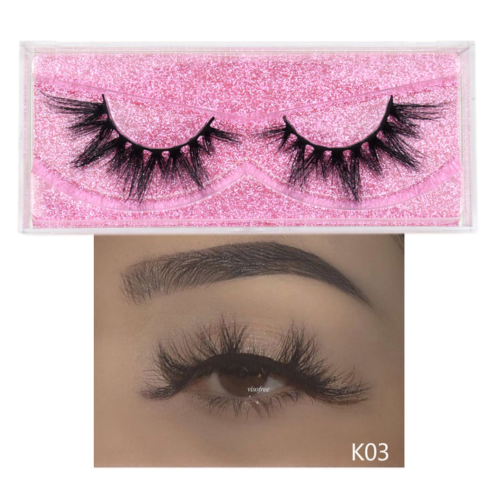 👁️✨ 3D False Eyelashes – Reusable Glam Lash Set with Pink Glitter Box