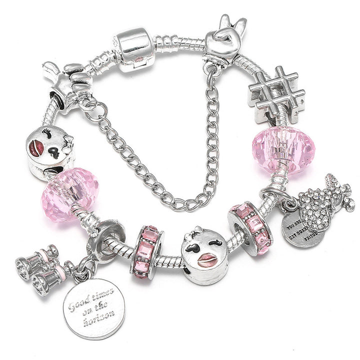 Women’s Beaded Silver Bracelet with Gemstone Accents