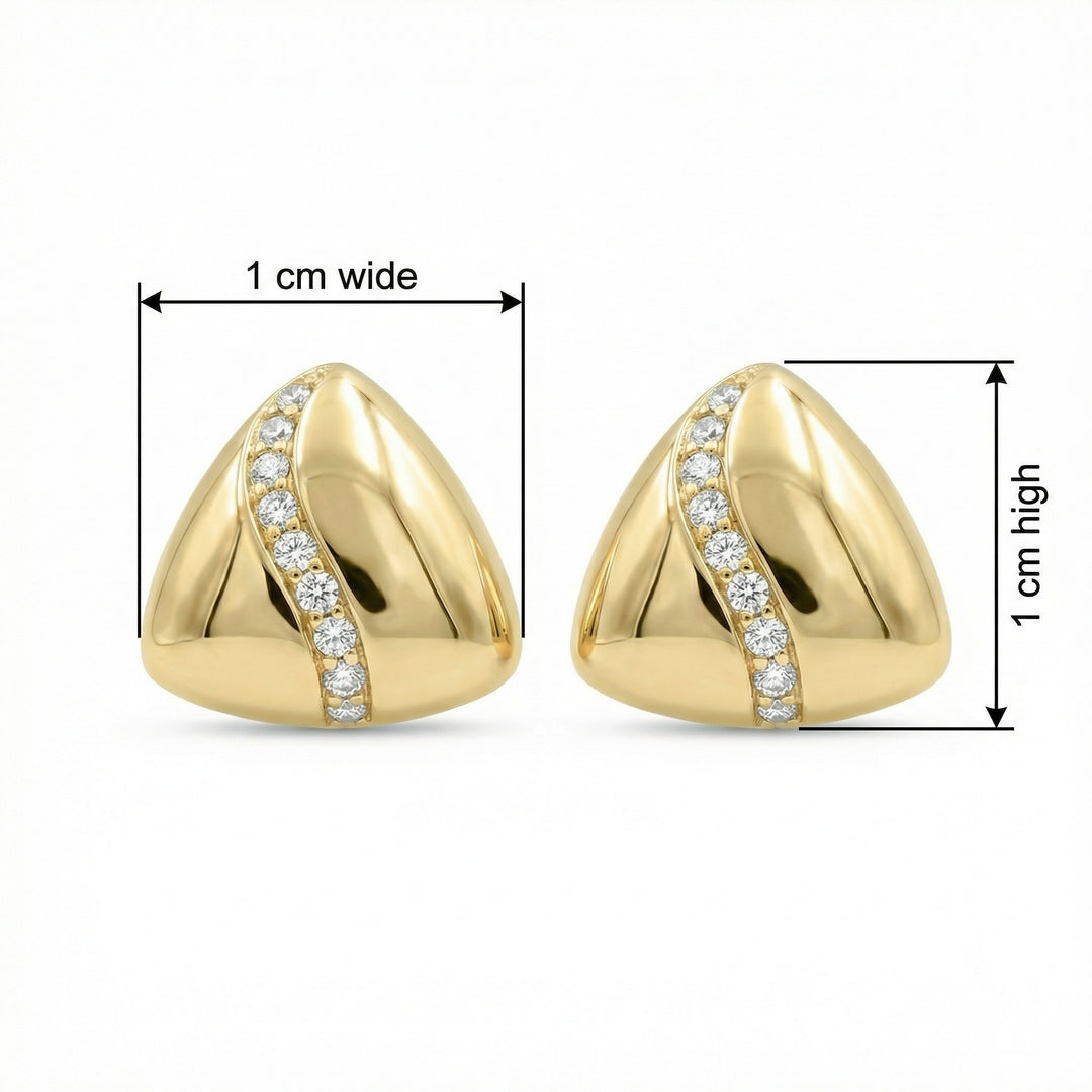 ✨ 925 Sterling Silver Elegant Curved Triangle Stud Earrings with Sparkling Stone Inlay ✨
