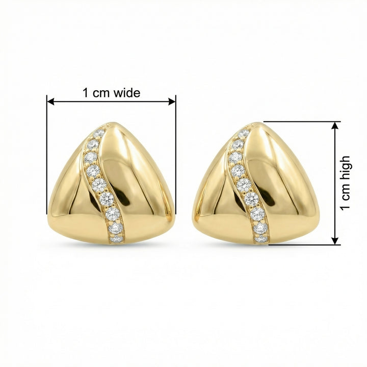 ✨ 925 Sterling Silver Elegant Curved Triangle Stud Earrings with Sparkling Stone Inlay ✨
