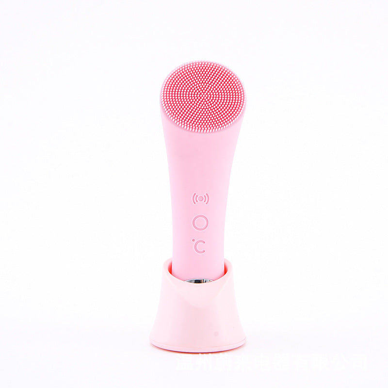 🧼💗 Silicone Face Cleansing Brush | Electric Vibration & Heating Facial Cleanser