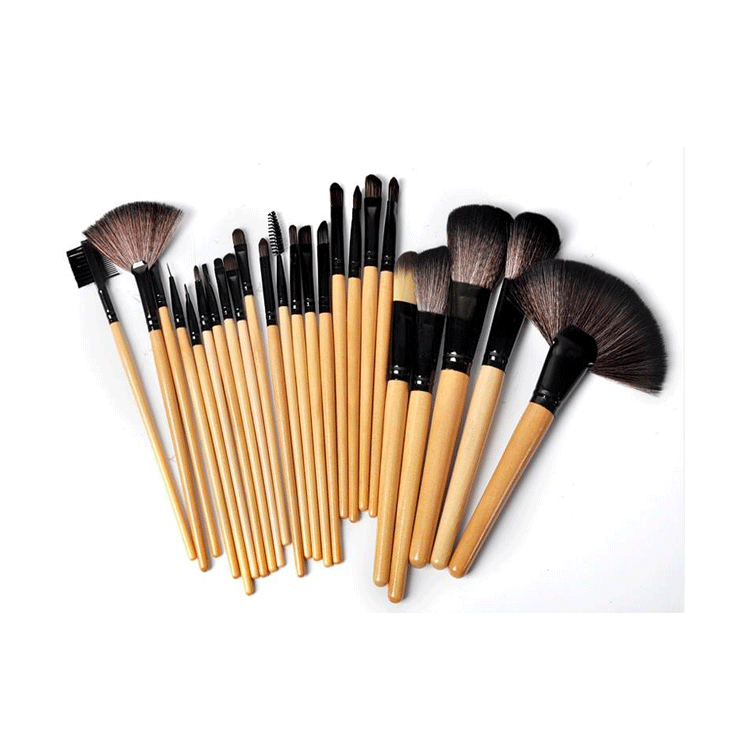 ✨ 24-Piece Makeup Brush Set — Black & Wood Color Full Beauty Kit 💄🖤