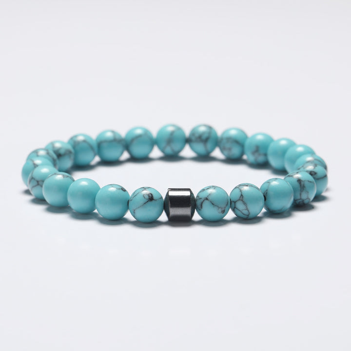 Natural Stone 8mm Couple Bracelet – Turquoise, Tiger Eye & Malachite Mix
