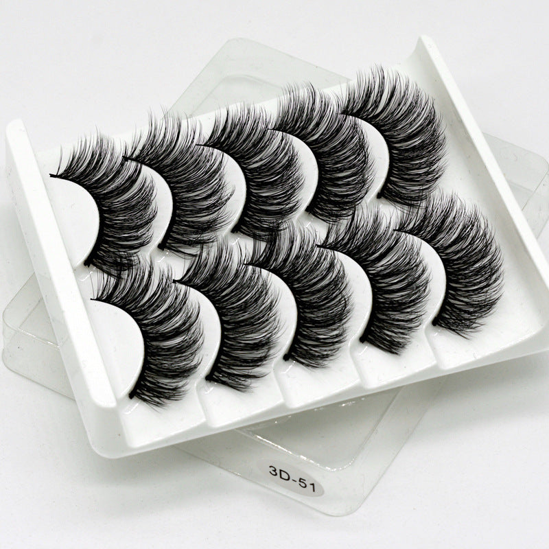👁️✨ Hand-Made Thick & Long Natural False Eyelashes – 3D Fiber Lash Set (5 Pairs)