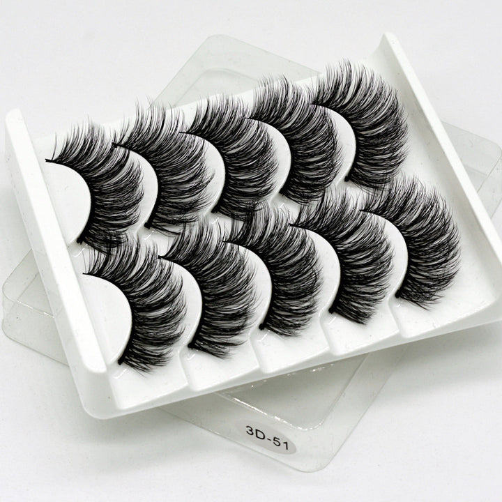 👁️✨ Hand-Made Thick & Long Natural False Eyelashes – 3D Fiber Lash Set (5 Pairs)