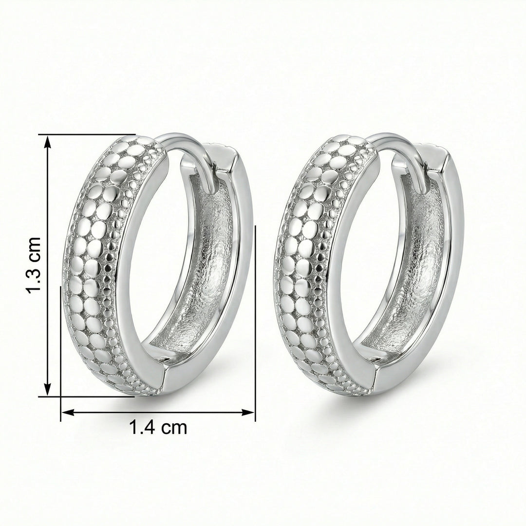 ✨ 925 Sterling Silver Textured Dotted Huggie Hoop Earrings ✨