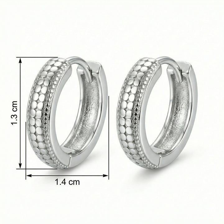 ✨ 925 Sterling Silver Textured Dotted Huggie Hoop Earrings ✨