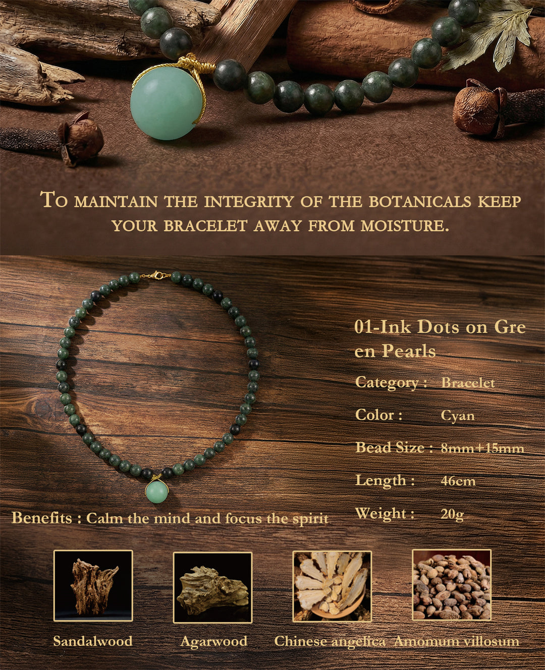 Chinese Herbal Necklace – Traditional Style Lightweight Wellness Pendant Necklace