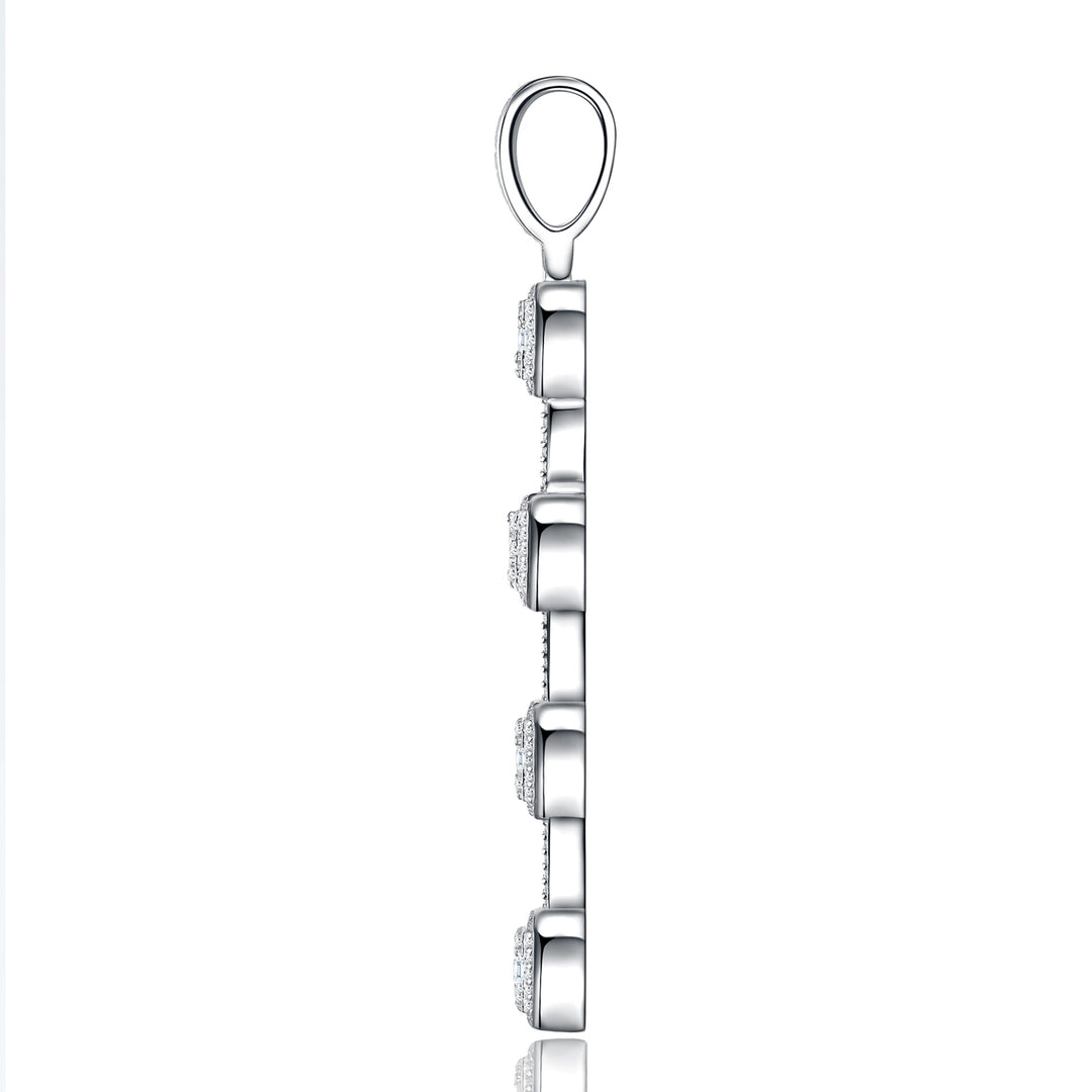 ✨ 925 Sterling Silver Minimalist Moissanite Cross Pendant Necklace – Platinum-Plated ✨