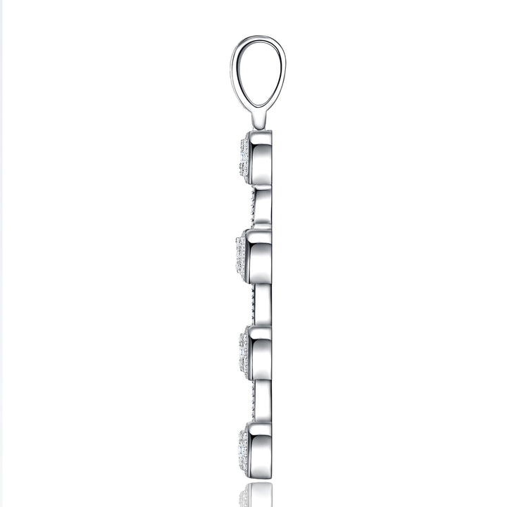 ✨ 925 Sterling Silver Minimalist Moissanite Cross Pendant Necklace – Platinum-Plated ✨