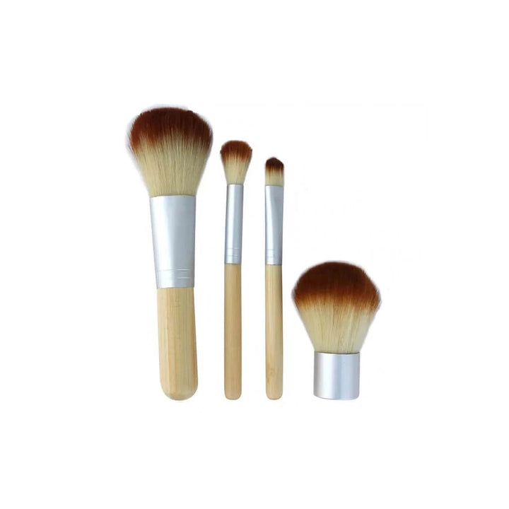 ✨ 4-Piece Bamboo Handle Makeup Brush Set — Natural Beauty Tools 💄🎋