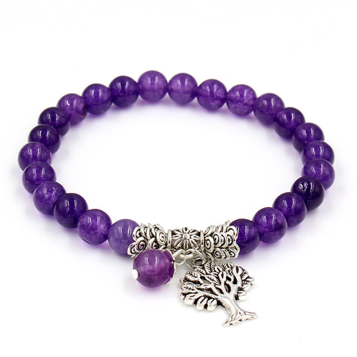 Natural Purple SPAR Hand Chain Tree Pendant Bracelet