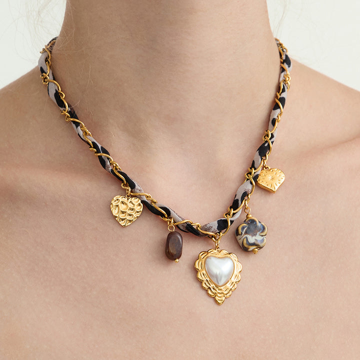 Women’s Retro Multi-Style Heart Necklace – Stainless Steel Pendant Jewelry