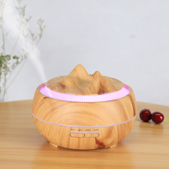 🌿💧 Wood Grain Aromatherapy Humidifier | LED Vase Diffuser 🌙✨