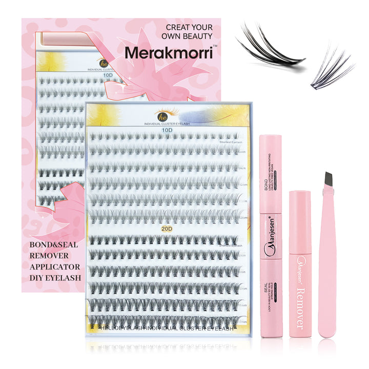 👁️✨ Eyelash Extension Kit Four-Piece Set – Single Cluster Natural Lash Box
