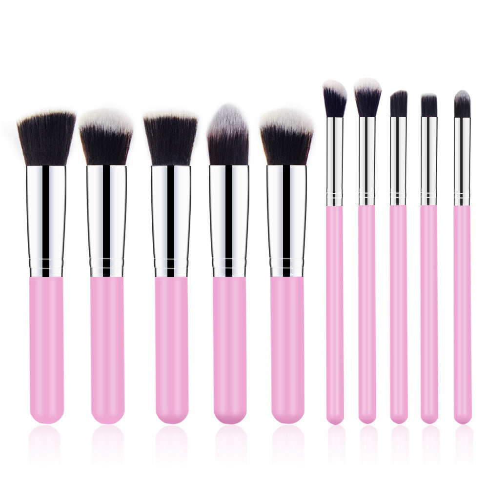 ✨ 10-Piece Wooden Handle Cosmetic Brush Set 💄