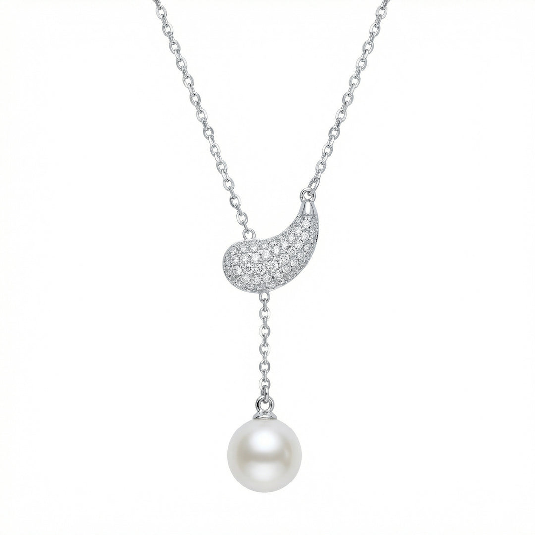 ✨ 925 Sterling Silver Paisley Pearl Y-Necklace