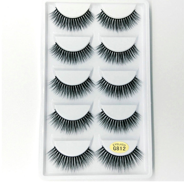 👁️✨ 3D Mink Hair False Eyelashes – Thick Volume 5 Pairs Cotton Stem Lash Set
