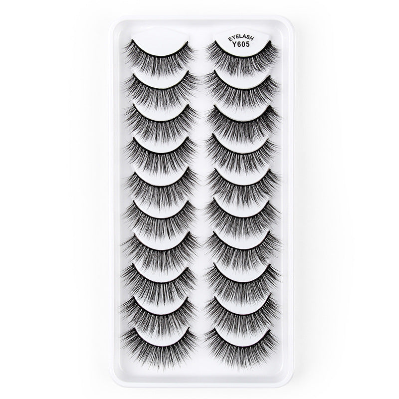 👁️✨ 3D European & American Cat Eye False Eyelashes – Natural Thick Fluffy Lash Set