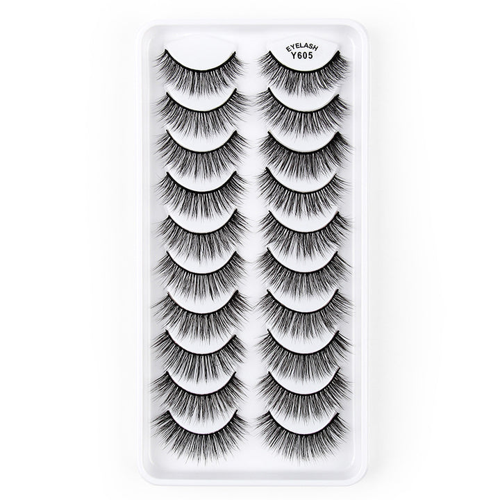 👁️✨ 3D European & American Cat Eye False Eyelashes – Natural Thick Fluffy Lash Set