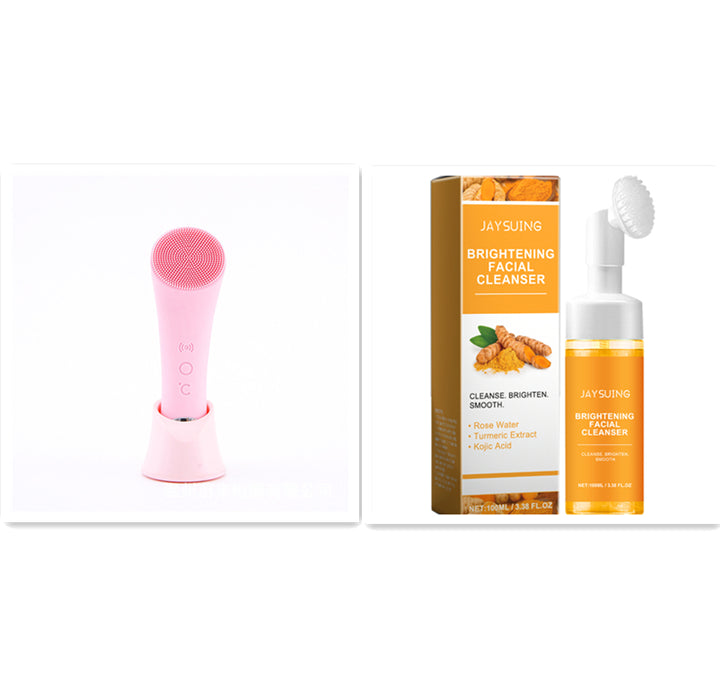 🧼💗 Silicone Face Cleansing Brush | Electric Vibration & Heating Facial Cleanser